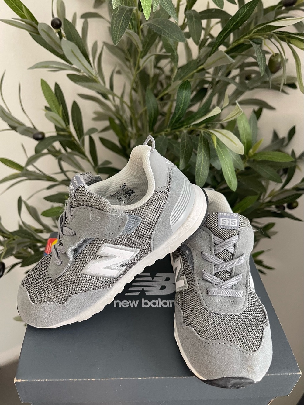 New Balance Kids' Gray and White 515 Sneakers